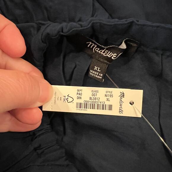 NWT Madewell Deep Indigo Navy Blue Twill Tie-Back Cutout Top - SIZE XL - Picture 8 of 9